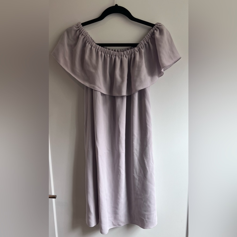 Aritzia Wilfred Reminisce Off-the-Shoulder Ruffle Midi Dress in Lilac Purple